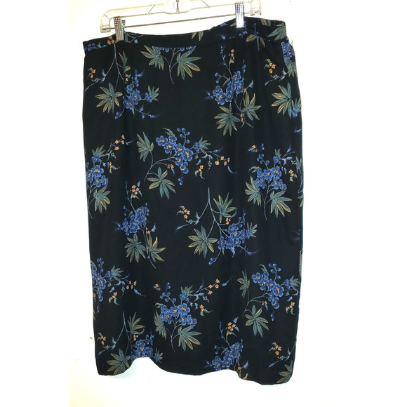 Pendleton Dresses & Skirts - Pendleton Plus Floral Skirt Womens Size 18W Black Lightweight Chiffon Lined